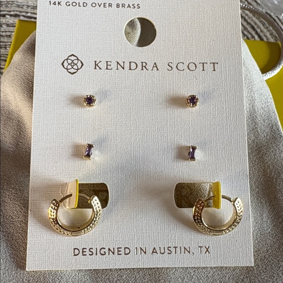 Kendra Scott Jewelry - - Kendra Scott Mandy Stud Earring Set 3pc Gold/Purple new